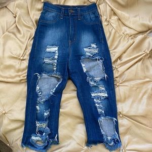 Fashion Nova high waisted cut off jeans size 1